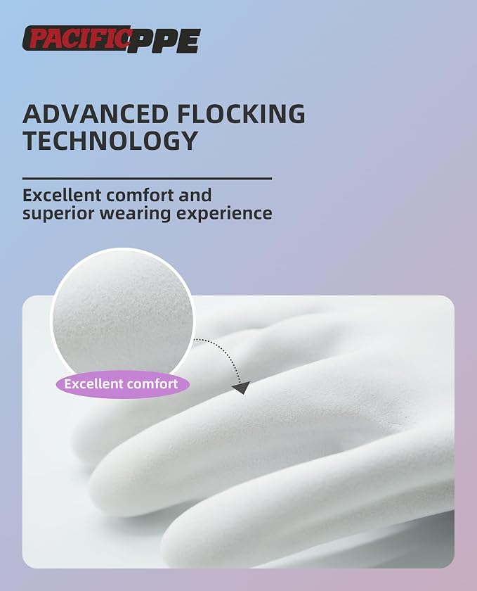 4 Pairs Dishwashing Gloves, Cotton Flocked Liner, Blue, Medium | Waterproof dishwashing gloves with non-slip grip, soft cotton lining, flexible fit for kitchen, bathroom, laundry & cleaning