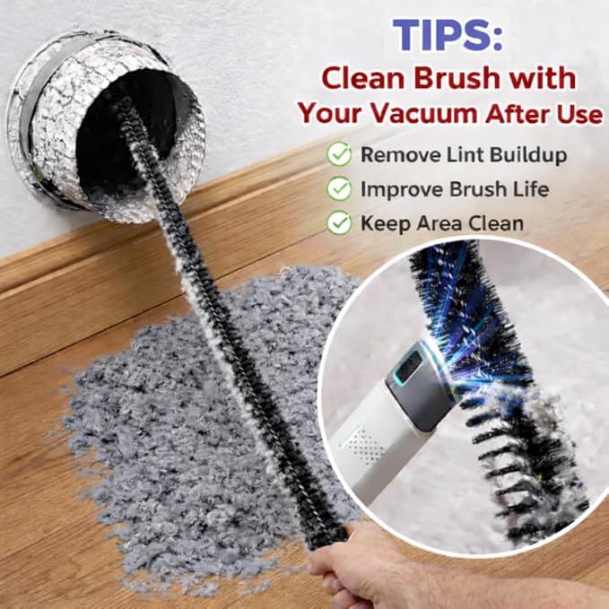 2-Pack Dryer Vent Cleaner Kit - Long Flexible Dryer Lint Brush & Refrigerator Coil Cleaner - Multi-Use Radiator Brush & Lint Trap Cleaning Tool for Fire Prevention