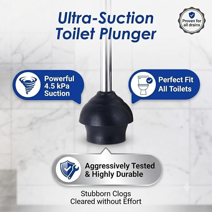 Stainless Steel Toilet Brush and Holder Set - Modern Toilet Brush and Plunger Set - Bathroom Essentials