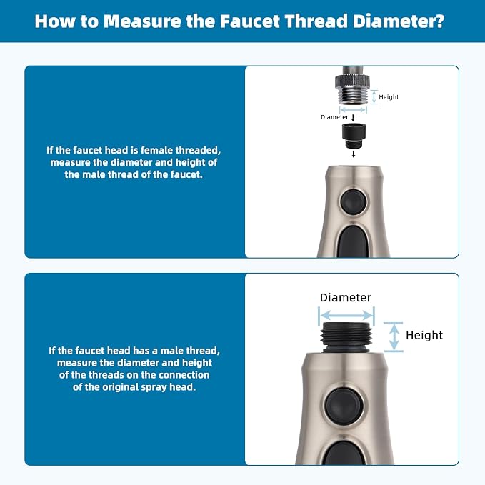 Hibbent Pull Down Kitchen Faucet Head Replacement, NSF/ANSI/CAN 61 & CUPC Certified 3-Function Sink Spray Nozzle with 15 Adapters Compatible with Moen, Delta, Kohler Faucets, Brushed Nickel