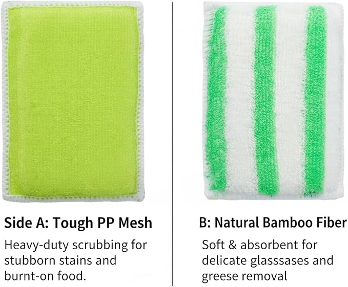 Scrub Sponges for Dishes, Non-Scratch Scrubbing Sponges for Kitchen - Dual-Sided Scouring Pads for Heavy Duty Cleaning - Sustainable Cellulose & Durable Fiber (6Pack)