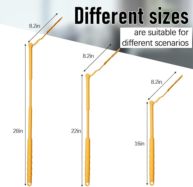 Colingmill 4 Pcs 3 ft Replacement Handles Compatible with Duster Refills | For Ceiling Fans, Blinds, Shelves, Windows, Long Extended Handle Only, Yellow, Foldable, Durable PET, 270° Rotating Head