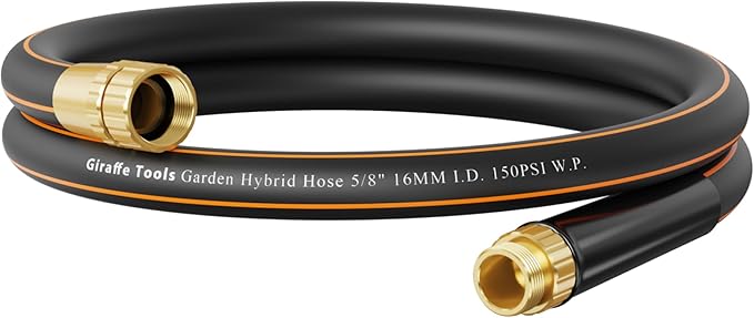 Giraffe Tools Garden Hose 2ft x 5/8'', Short Water Hose Heavy Duty, Lightweight, Flexible Hybrid Hose, Male to Female Fittings | Heavy Duty, Lightweight, Flexible Hybrid Hose, Male to Female Fittings