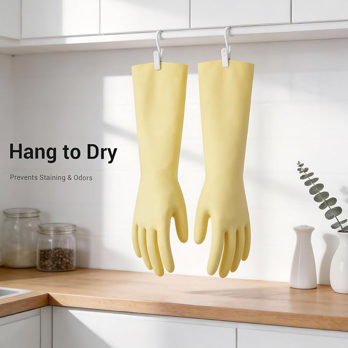 ThxToms 2 Pair Nitrile Dishwashing Cleaning Gloves,with Cotton Flocked Liner,Skin-Friendly & Anti-Slip Design,Y&P