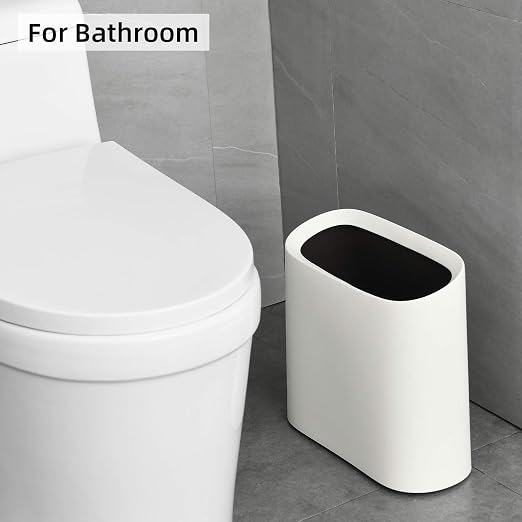 SUBEKYU 2.3 Gal Bathroom Trash Can,Small Garbage Can for Kitchen,White | Slim Rectangular Waste Bin,Heavy-Duty Plastic Garbage Can with Detachable Inner Liner