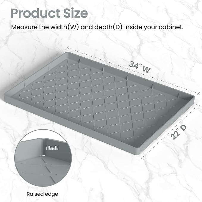 Mateeylife Under Sink Mat Kitchen Waterproof，Silicone Sink Tray 22"X34" | Under Sink Organizer Cabinet Shelf Protective Liner, Multi-use Silicone Mat for Boot Tray & Litter Mat, Bronze