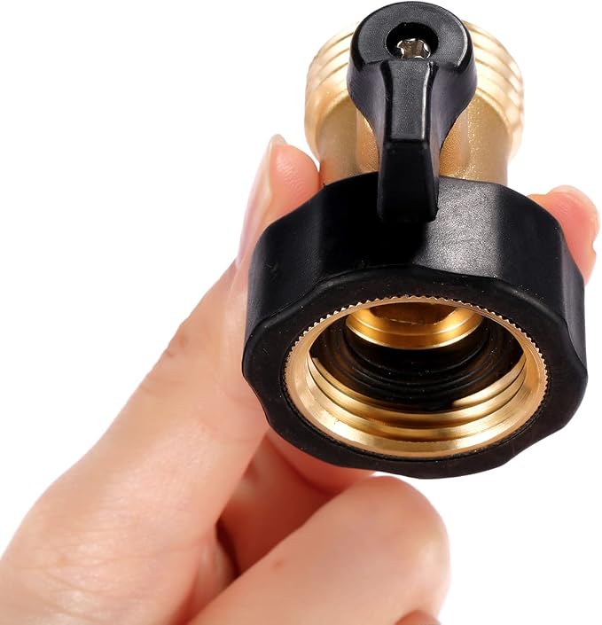 3 Pack 3/4" Brass Garden Hose Shut Off Valve | 1-Way Restricted-Flow Water Shut-Off, Fits 3/4 Inch Hose Connector