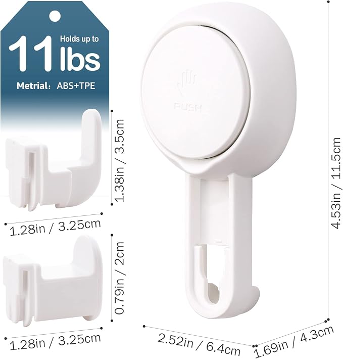 LEVERLOC 4 Pack Suction Cup Hooks for Shower,Towels Looafhs Bathrobe, Black | Removable Shower Hooks for Inside Shower, No-Drill, Strong Suction, Bathroom Window Wall Glass Door Tile Hanging, Waterproof