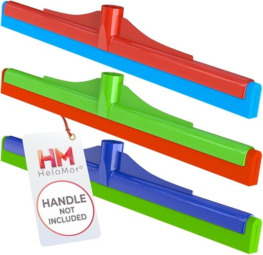 HeloMor 16 Inch Floor Squeegee Head 3 Pack, Foam Squeegee Broom for Garage, Patio, Deck, Tile, Shower and Concrete Floors, Handle Not Included