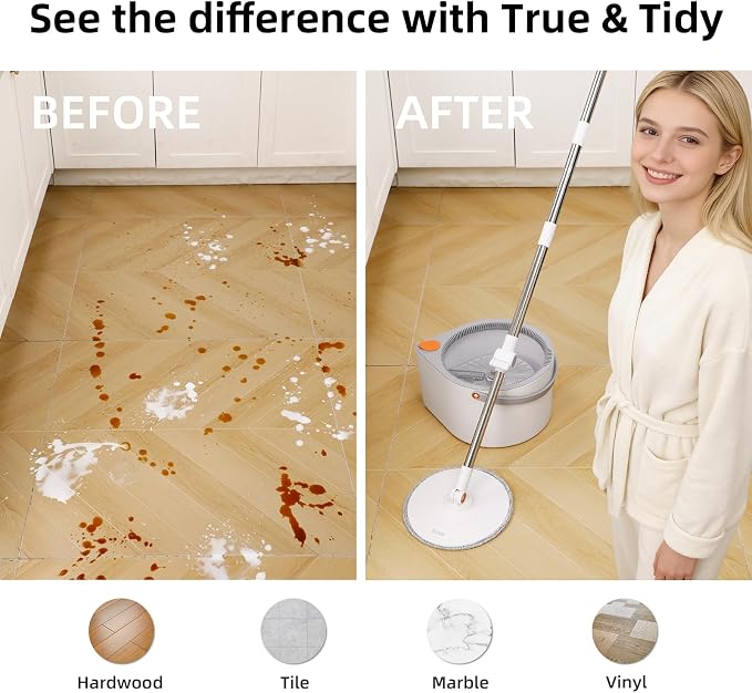 3-in-1 Spin Mop and Bucket Set, Clean Water Separation, 71 in Handle | 3 specialized mop heads, 6 microfiber refills, 71 in reach for floors, walls, baseboards and corners