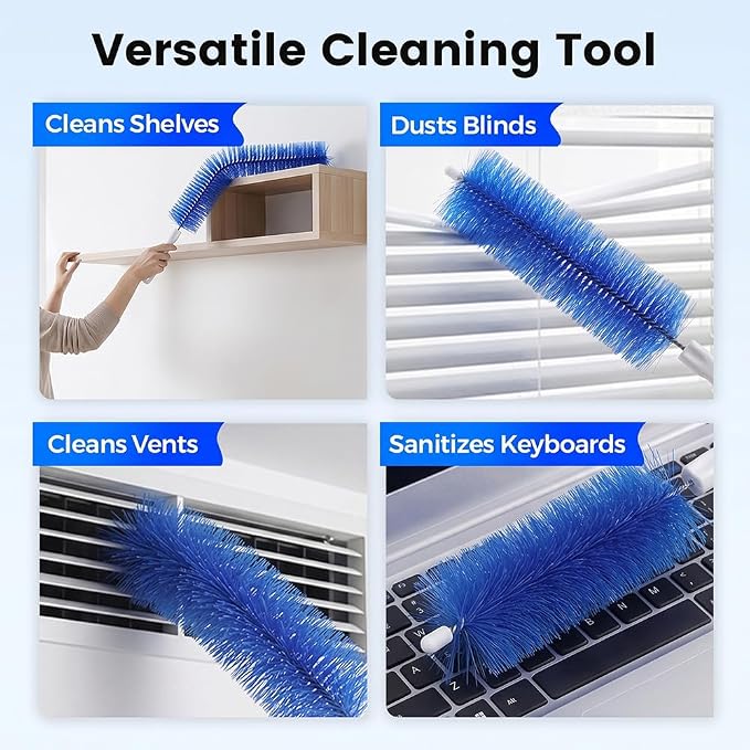 Fan Cleaning Brush, Bendable Microfiber Head, Microfiber Duster for Electric Fan and Blind, Reusable Dust Remover Washable ldeal for Electric Fans Air Conditioning, Home Car Vents, Curtain (Gray 3PCS)