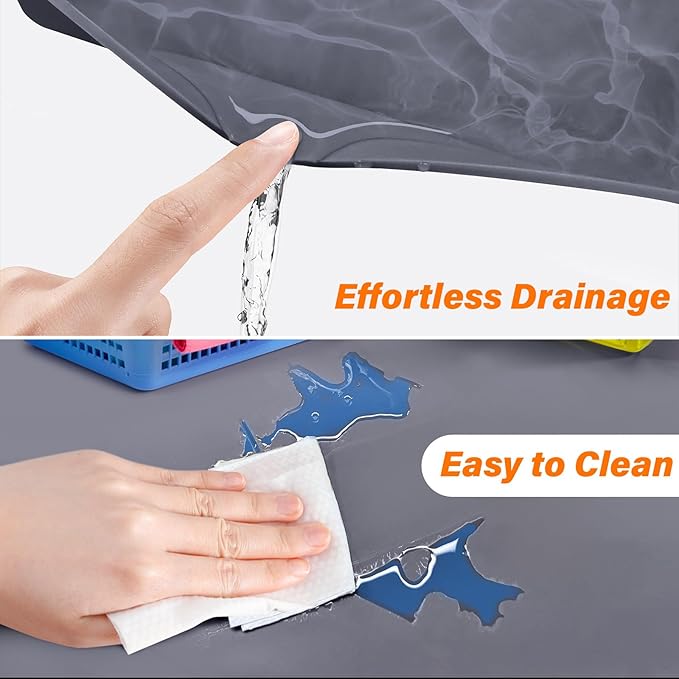 FLATO Waterproof Under Sink Mat, 34" x 22", Light Gray | Shelf Liner for Kitchen and Bathroom, Cabinet Protector, Organizers and Storage, Flexible Silicone Drip Tray