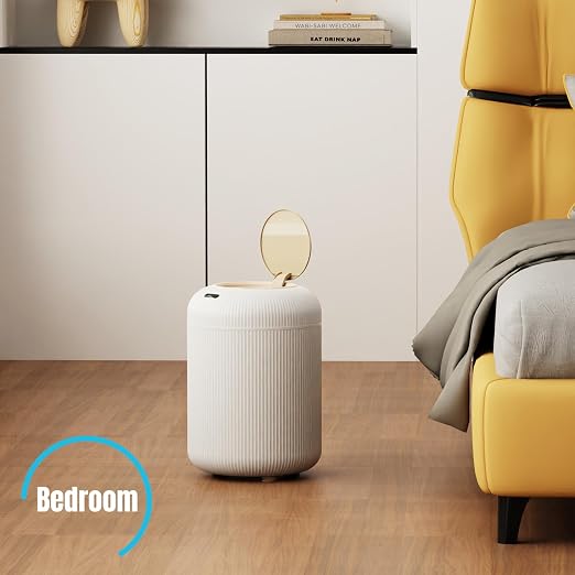 stonespace Bathroom Trash Can Automatic Touchless, Motion Sensor Trash Can with Lid, Small Garbage Can for Toilet, Bedroom, Living Room, Office, 3 Gallon, White