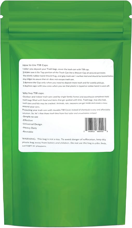 Outdoor Trash Can Lid Cover – 32 Gallon Elastic Seal, Odor Control, Lemon Scented, Chemical Free, Reusable 1 Pack