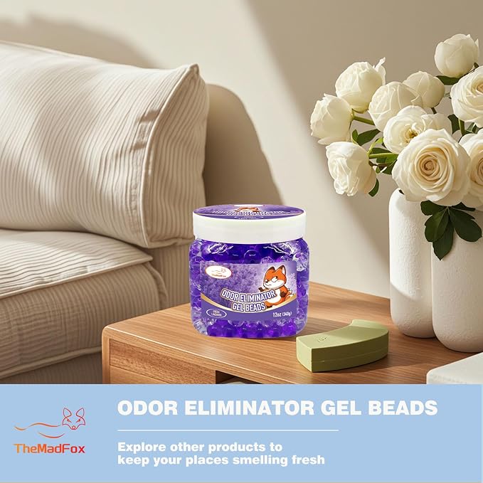 6 Pack Odor Eliminator Gel Beads, 12 oz, Scented Gel Air Freshener, Pet Odor Eliminator for Bathroom, Closet, Pet Area & RVs, Lasts 90 Days for Improved Home Fragrance, Fresh Lavender
