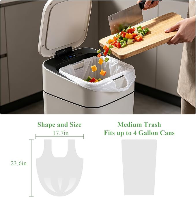 4 Gallon Small Trash-Bags With Handles - White 4 Gal Bathroom Mini Garbage Bags 100 Count 15 Liter Kitchen Car Office Unscented Biodegradable Little Wastebasket Liners Strong Thick Bulk Vincereon