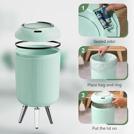 Touchless Sensor Bedroom Trash Can with Lid,Small Wastebasket(Blue) | Automatic Diaper Garbage Can,Convenient and Hygienic Easy to Use,Mini Motion Sensor Trashcan for Office/Bathroom/Outdoor/Dorm