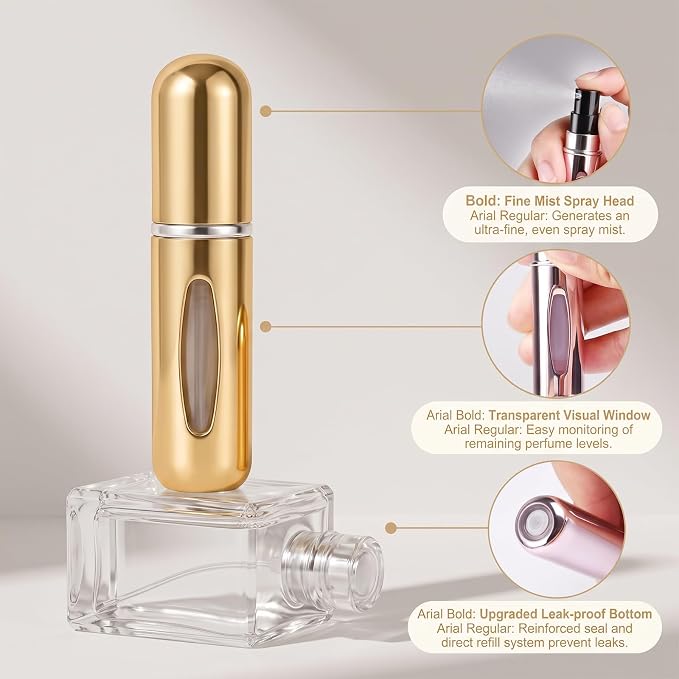 Travel Refillable Perfume Atomizer Bottles,5ml Mini Portable Spray Bottles for Travel Accessories,Multicolor Perfume Containers (5, 5 colors)