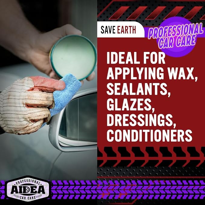 AIDEA Microfiber Applicator Pad-72PK, Car Wash Sponge, Blue | Car Sponge and Cleaning Pads, Perfect for Effortless Wax, Sealant, Conditioner Application, Car Detailing Supplies