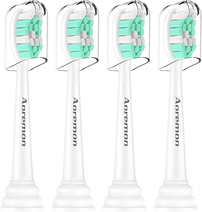 Aoremon Replacement Heads for Philips Sonicare 4100 C2 C1,4 Count | Brush Heads Compatible with All Phillips Sonicare Click-on Eltectric Toothbrush Model