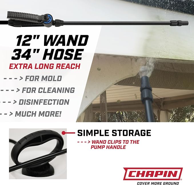 CHAPIN 2-Gallon Bleach Sprayer, Built for Disinfecting Tasks, 2 Pack | Chemical-resistant tank and seals; ideal for mold removal, disinfecting and cleaner applications with nozzle and 40-in hose