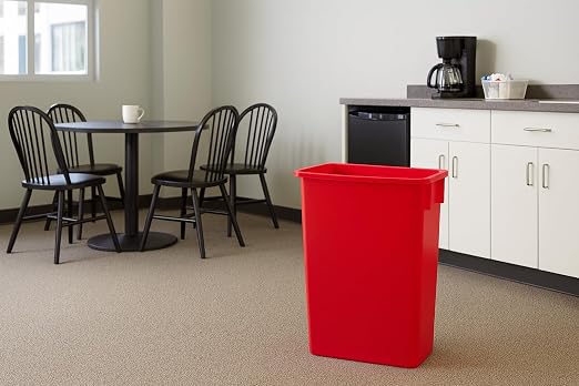 23 Gallon Slim Recycle Bin – Space-Saving Rectangular Recycling Container with Handles, Durable Plastic, Stackable Design for Office, School, Restaurant & Home Use (Red)
