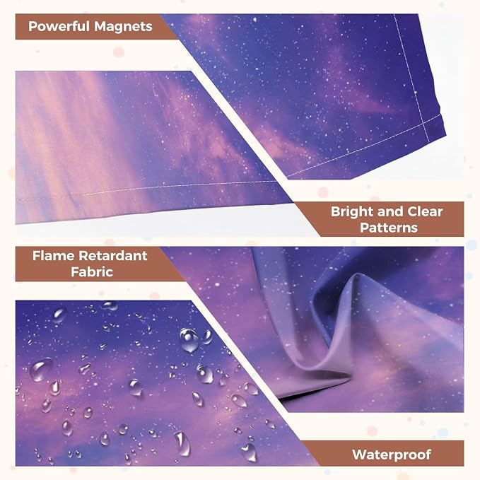 6 Pack Fluorescent Light Covers for Ceiling Lights View Evening Purple Sky Clouds Stars Abstract Decorative Magnetic Light Cover Light Filters for Classroom Office Home