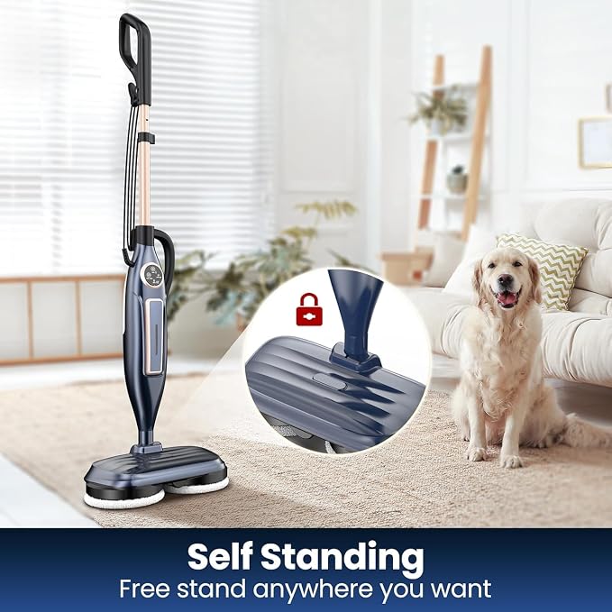 DEVOAC VM6 Scrubbing Steam Mop with Rotating Mop Pads, 10 in 1 Steam Mop, Lightweight Spin Mop & 3 Steam Modes for Hard Floor Laminate Marble Floors (Ink)