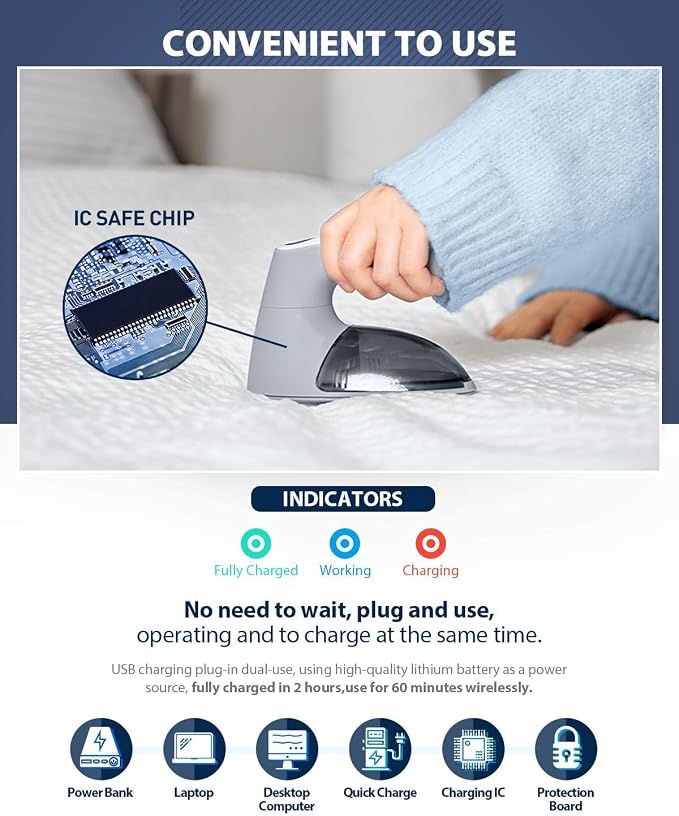 Bymore Fabric Shaver, Lint Shaver, Sweater Shaver for Clothes, Gray | Large 65mm head and six-leaf blades cover more area in fewer passes for fast, even care on sweaters, couches and furniture