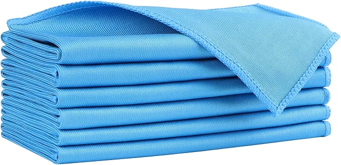 HOMEXCEL Glass Cleaning Cloths 6PK, Streak Free Towel for Windows, 14x16in | Lint Free&Reusable Microfiber Cleaning Cloth for Mirrors, Screens, Glasses, Stainless Steel, Blue
