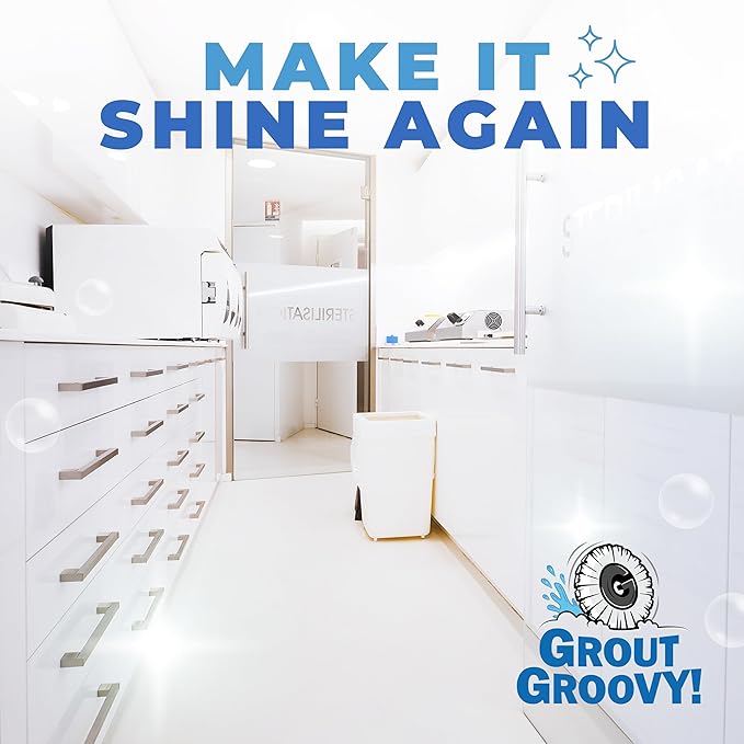Electric Stand-Up Grout Cleaner | Compact Ceramic Tile Floor Scrubber Tool | Compact Lightweight Grout Cleaner for Ceramic and Porcelain Tile Floors; Ideal for Bathrooms, Kitchens, Apartments, Plus Rvs