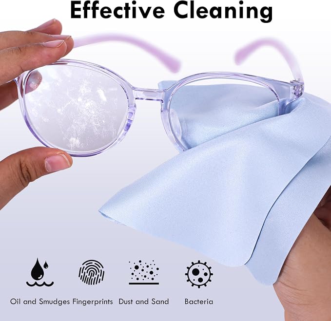 Nadadora Individually Wrapped Assorted Color Premium Microfiber Glasses Cleaning Cloths, 10 Pack, Thickened,Soft Dense for Eyeglasses,Sunglasses,Camera,Jewelry,Phone,Lense,LCD,Reusable Washable,6"X7"