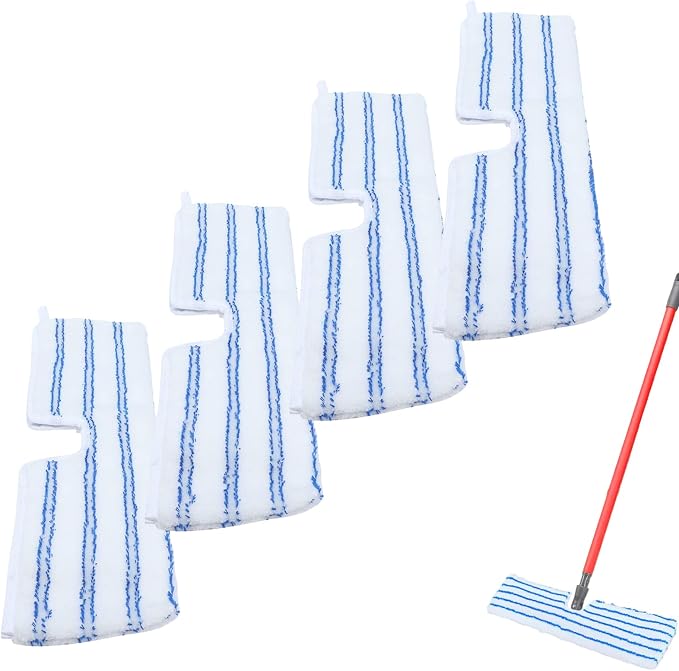 4 Pack Microfiber Mop Pads for O Cedar Mop Replace Head, Reusable Mop Cover | Dry/Wet Use, Washable Flip Mop Refills Compatible with O-Cedar Hardwood Floor 'N More