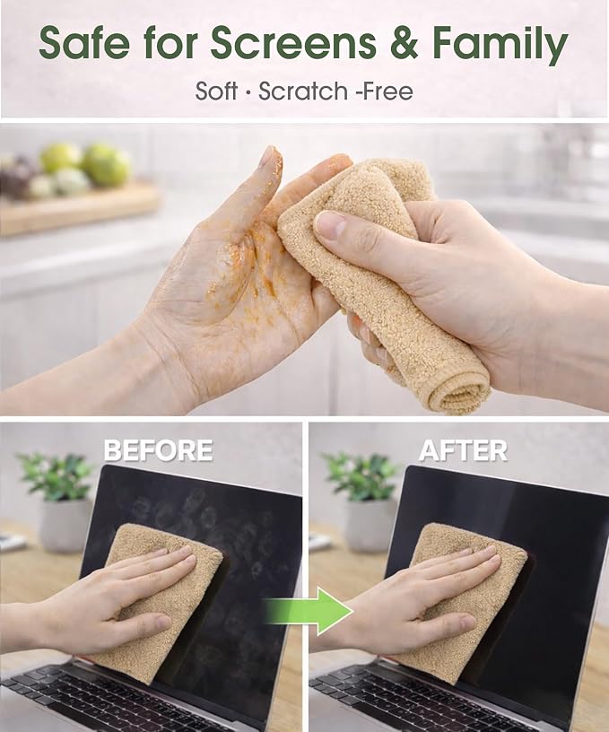 Reusable Microfiber Cloth Roll - 100 Pack, 12"x12" Washable Tear-Away Towels. Fits Paper Towel Holders. Lint-Free & Streak-Free Rags for Kitchen, Glass, Cars, Electronics (Wheat Beige)