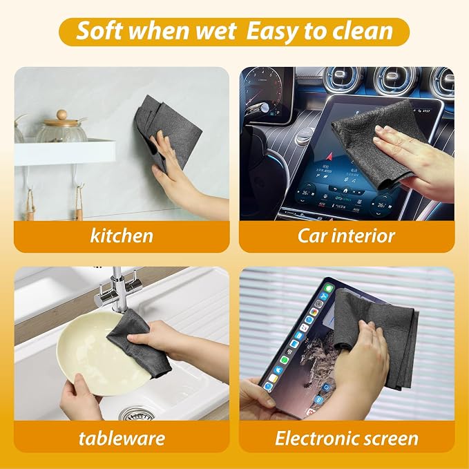 8Pcs Magic Cleaning Cloth Reusable, Thickened Microfiber Rags | Lint Free cloth for Glass Windows Mirrors Cars, Microfiber Towels for Kitchen Countertop Housekeeping