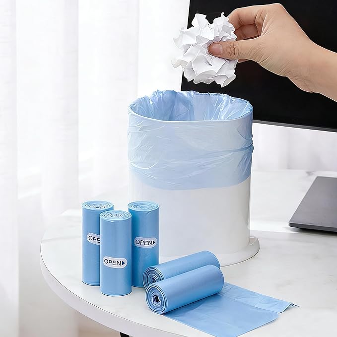 0.5 Gallon Mini Trash Bags, 300 Count Desktop Wastebasket Bin Liners, Small Plastic Bags for Home Office Kitchen, Blue