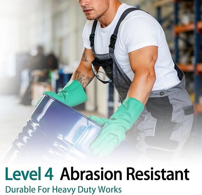 15 Mil Chemical Resistant Nitrile Gloves, Latex free Durable Cleaning Gloves, Resist Acid, Alkali, Solvent and Oil