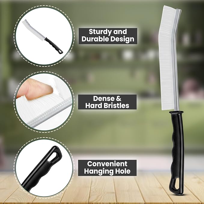 Crevice Cleaning Brush Set 6Pcs Hard Bristle Tools for Narrow Spaces | Grout Scrub Brush for Tile Floors, Bathroom, Shower, Window Tracks & Kitchen Cleaning, Ideal brush for Gaps and Tight Areas.