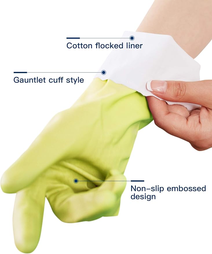 LANON wahoo Cleaning Gloves with Cotton Flocked Liner,Bud Tender,Small | Skin-Friendly,Dish Washing,Reusable,Latex Free,DEHP-Free,Non-Slip,Dishwashing Household Kitchen Gloves