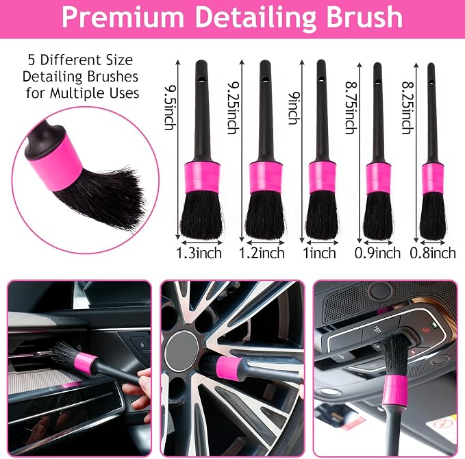THINKWORK Car Detailing Kit Interior, Windshield Cleaner Tool, Dust Remover | 17PCS Car Cleaning Kit Inside, Car Detailing Brush Set for Windows, Dashboard & Air Vents, Car Cleaning Supplies for Gift