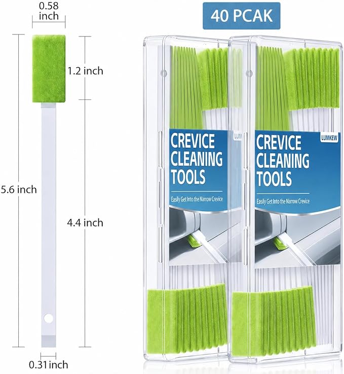 Lumkew Crevice Cleaning Brush Tool Set, Small Spaces Cleaning Brushes Tiny Nook and Cranny Cleaning Tools Cleaner Toilet Seat Detail Thin Tight Gaps Vent Grooves Housekeeping Household Use, Green