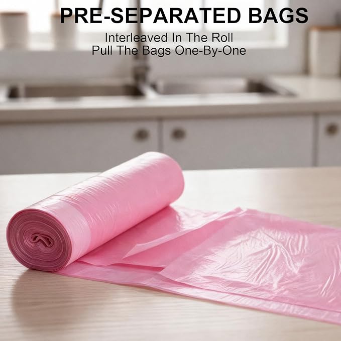 30 Gallon Drawstring Trash Bags,Extra Thick, 30 Count (Pink) | Heavy Duty Garbage Bags,Tear & Leak Resistant, for Kitchen, Office, Home, Hospital, Large Bins