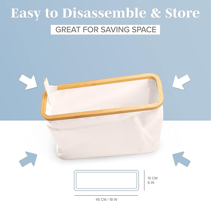LONBET Toilet Paper Storage for 12 Rolls, Stackable & Foldable - The Ultimate Bathroom Organizer - Waterproof Basket with Bamboo Lid - Elegant Toilet Paper Storage Holder, Beige