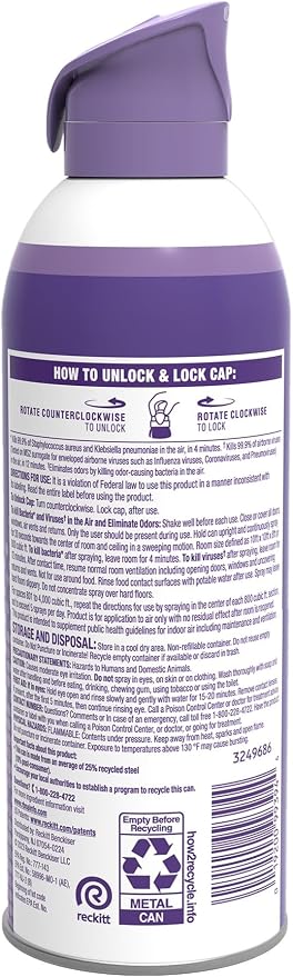 Lysol Air Sanitizer Spray, Air Freshener Alternative, Light Breeze 3-Pk | Lysol Scented Air Sanitizing Room Spray, Bacterial Odor Eliminator, Home, Office, Classroom, Toilet, & Bathroom Spray, 10 oz