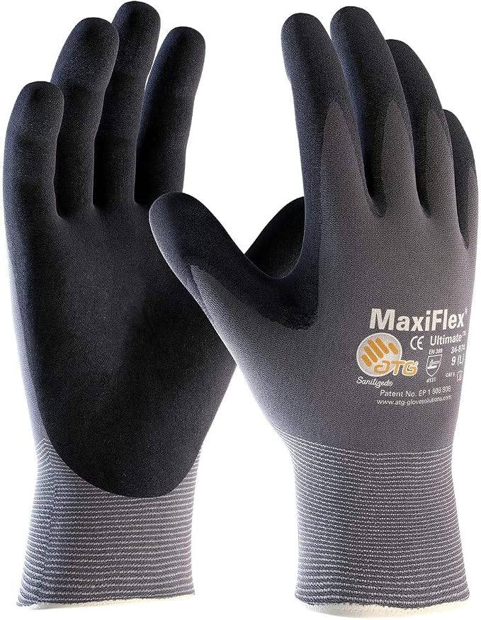 MaxiFlex 34-874 Seamless Knit Nylon Gloves with Nitrile Coat and Micro Foam Grip on Palm and Fingers