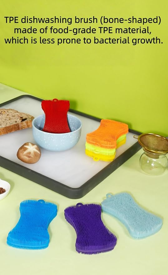 Silicone Dish Sponges for Kitchen – Double Sided Dish Scrubber, Non-Scratch & Fast-Drying Kitchen (Green)