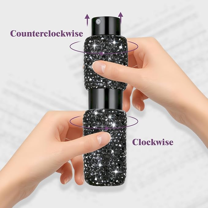 Portable 8ML Cologne Luxury Perfume Travel Refillable Bottle, Travel Size Perfume Refill Atomizer Bottle,Mini Spray Bottle Empty for Refill(Black 2PCS)