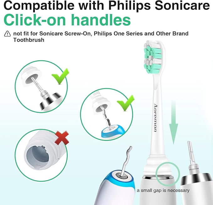 Aoremon Replacement Heads for Philips Sonicare 4100 C2 C1,4 Count | Brush Heads Compatible with All Phillips Sonicare Click-on Eltectric Toothbrush Model