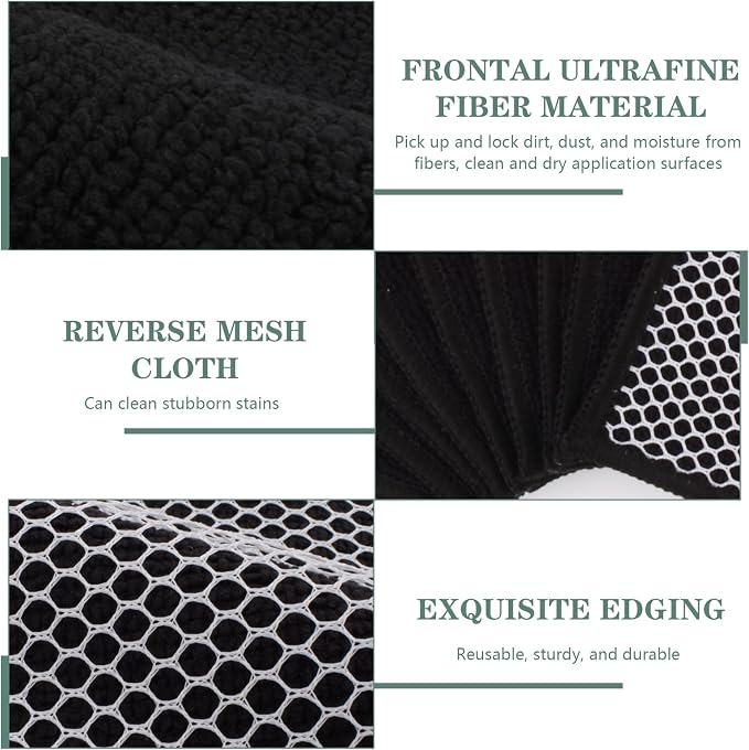 Dish Cloth for Washing Dishes Kitchen Washcloth Cleaning Cloth | 7.87x7.87inch 10pack Kitchen Towels Rags, Microfiber Cleaning Cloths, Wash Cloths with Poly Scour Side, Wholesale, Black