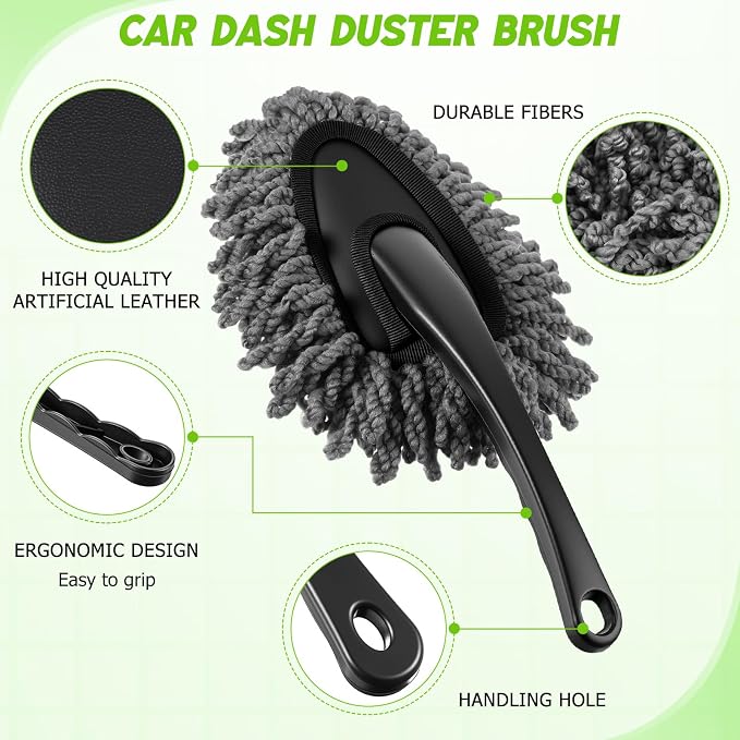 16 Pcs Windshield Cleaner Tool, Car Cleaning Kit with Various Detailing Brushes Set Spray Bottle Cleaner Towel Cleaning Gel Accessories Car Interior Detailing Kit for Windows Vents(Green)